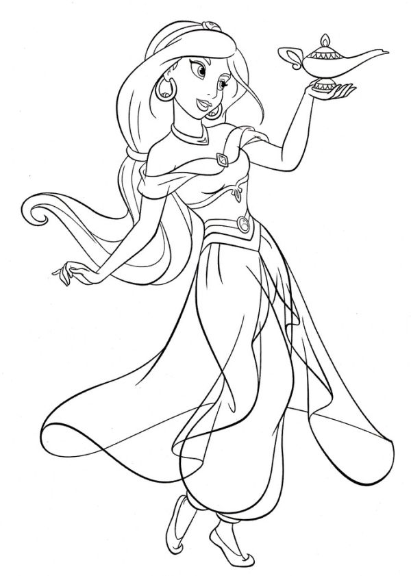 Cartoon princess jasmine coloring pages