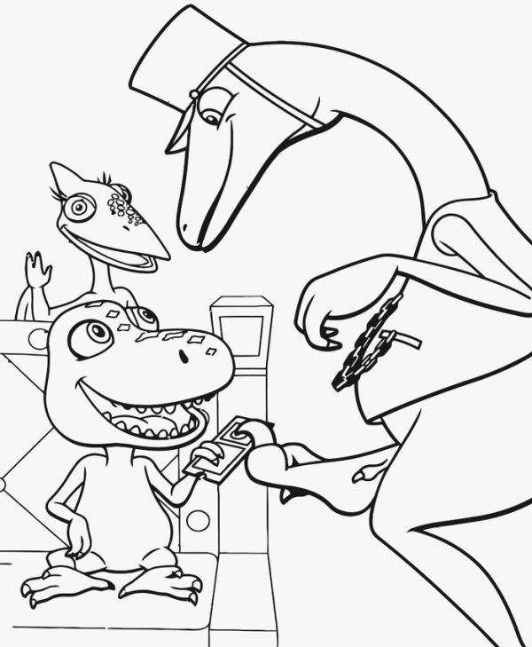 Cartoon scene dinosaur train coloring pages