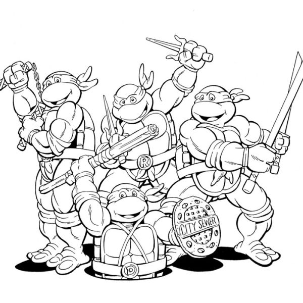Cartoon teenage mutant ninja turtle coloring pages