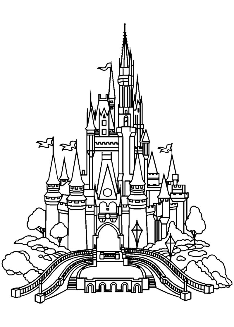 Castle And Dragon Coloring Pages