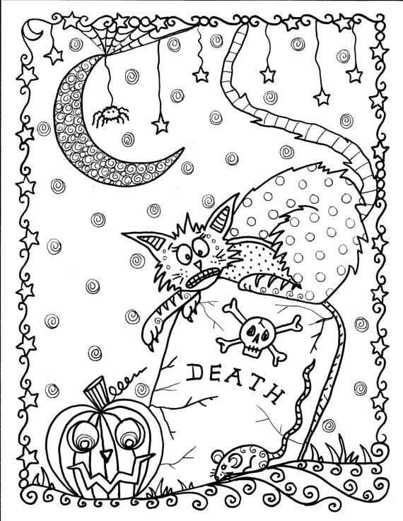 Cat Halloween Coloring Pages