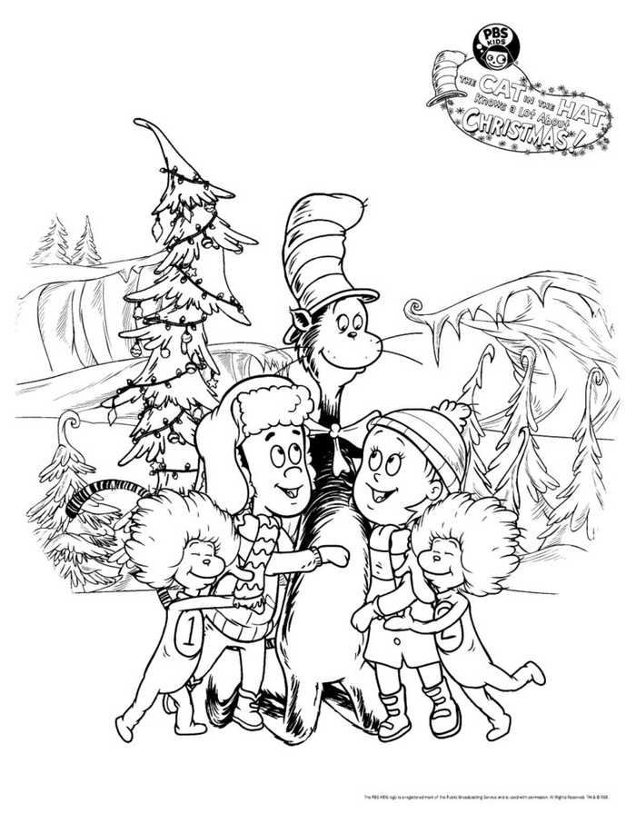 Cat In The Hat Christmas Coloring Pages 1