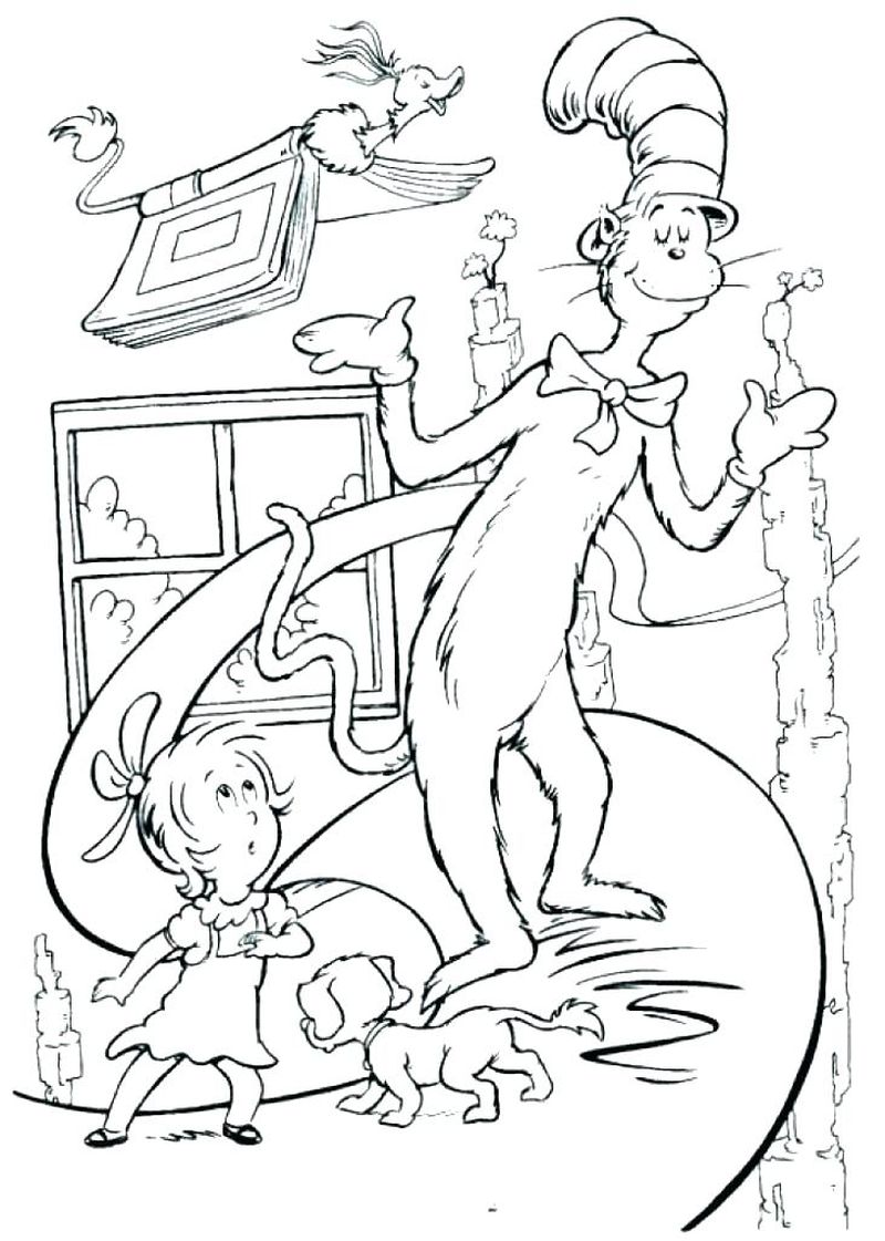 Cat In The Hat Coloring Pages Free