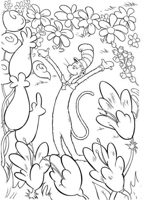 Cat In The Hat Loves Flowers Coloring Pages