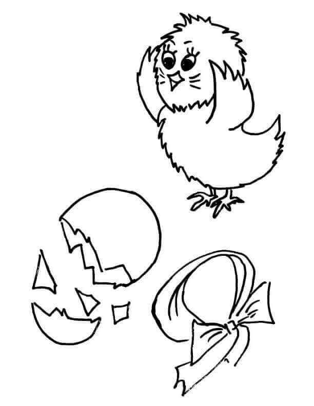 Chick And Easter Egg Coloring Page