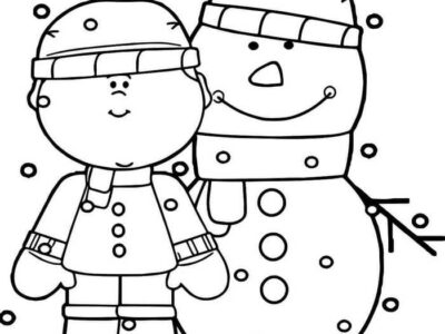 Child With Snowman Coloring Page