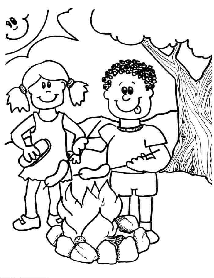 Children Camping Coloring Pages