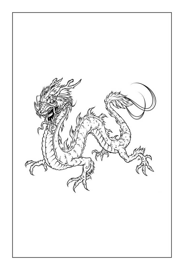 Chinese Dragon Coloring Page 1
