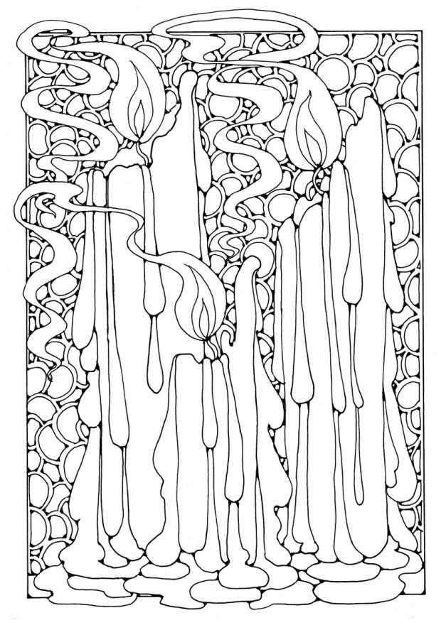 Christmas Candles Coloring Pages For Adults