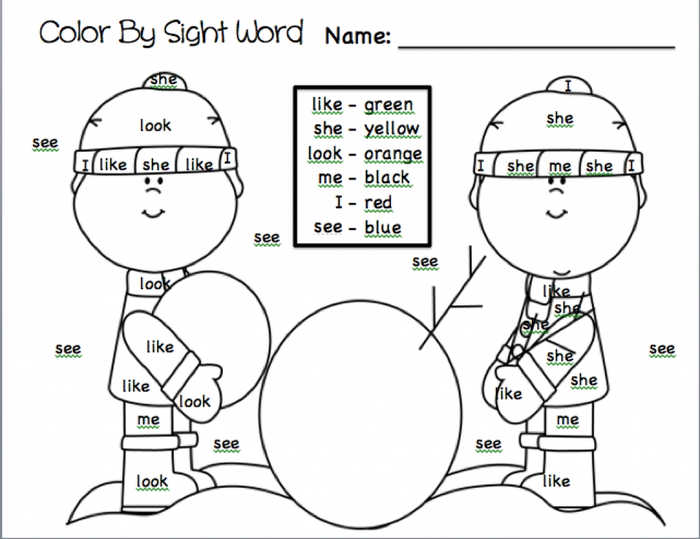 Christmas Color By Sight Word