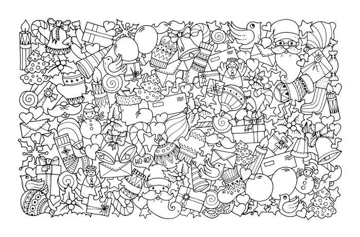 Christmas Coloring Page Design For Adults
