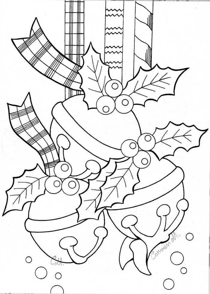 Christmas Coloring Pages Jingle Bell Ornaments