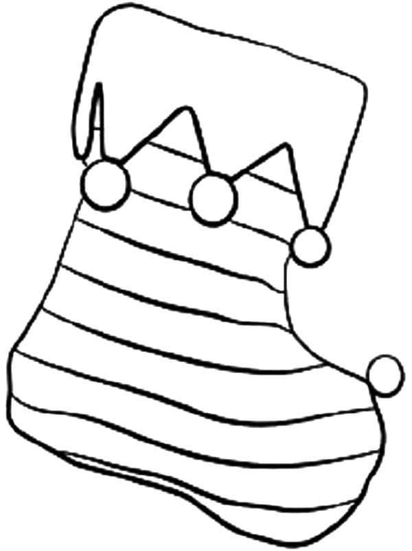 Christmas Coloring Pages Striped Stocking