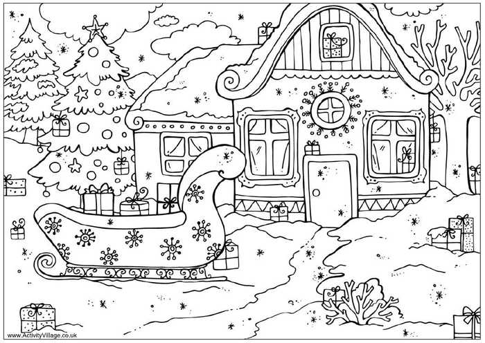 Christmas Coloring Pages Winter Scene