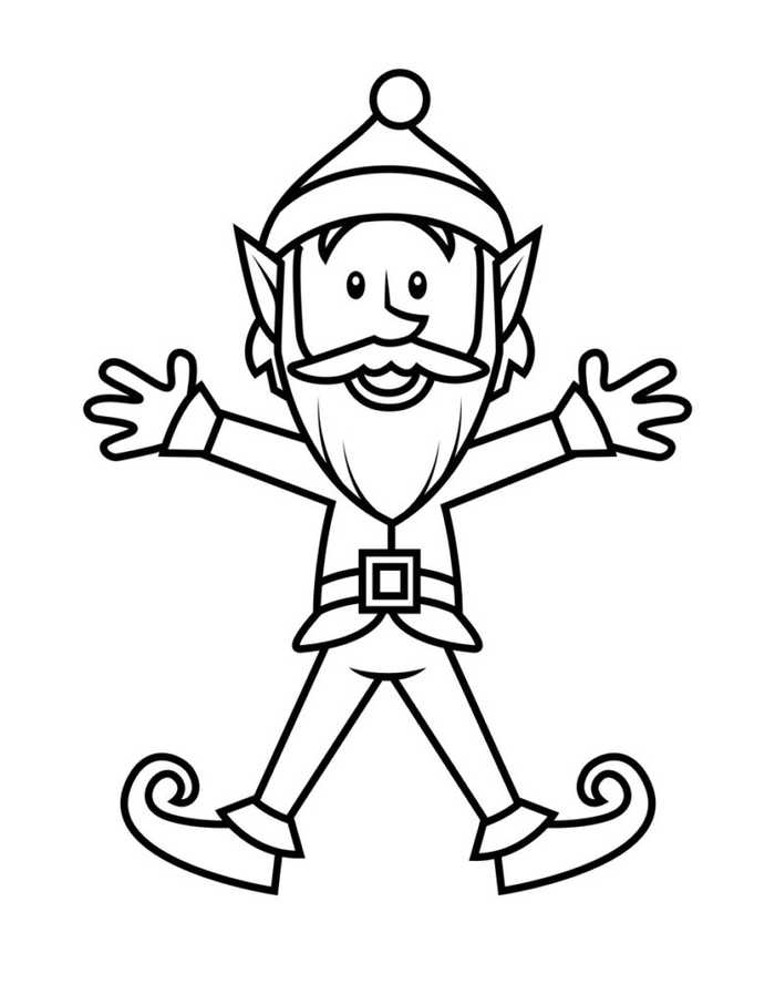 Christmas Elf Coloring Pages Printable 1