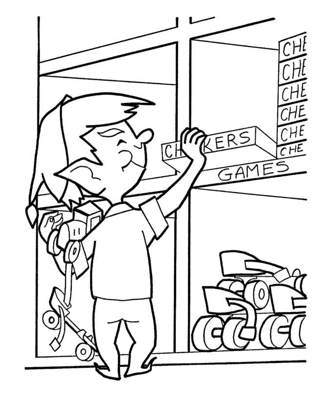 Christmas Elf Picking Games Coloring Pages