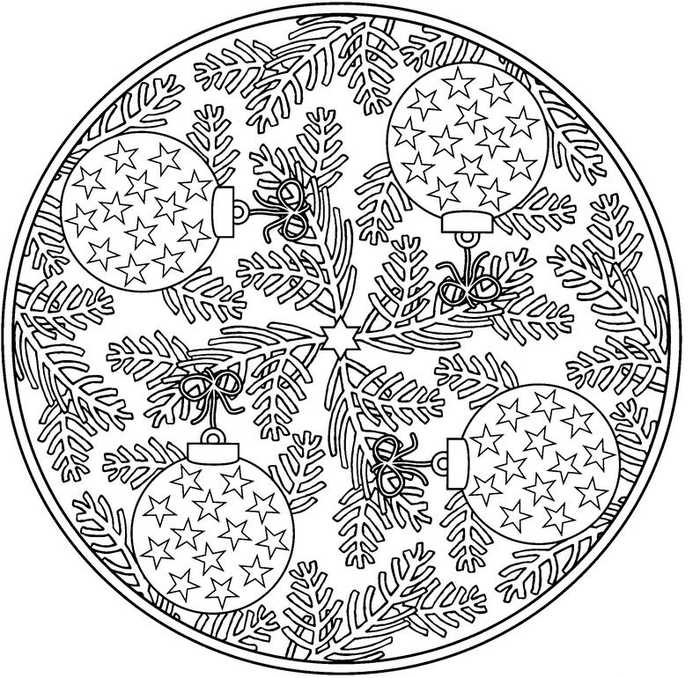 Christmas Ornament Mandala Coloring Pages For Adults