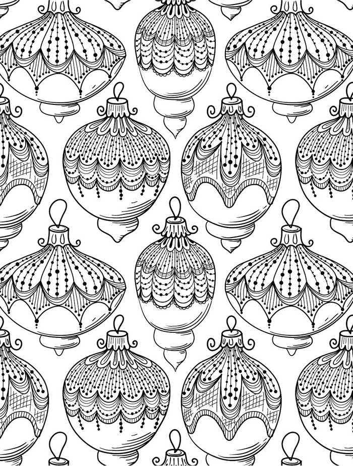 Christmas Ornaments Coloring Page For Adults Printable 1