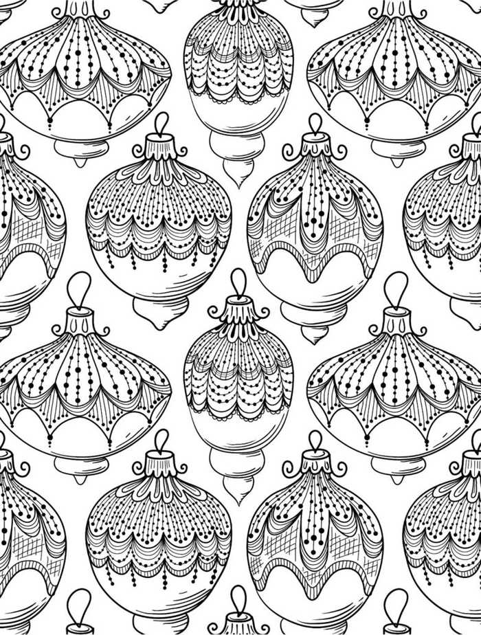 Christmas Ornaments Coloring Page For Adults Printable