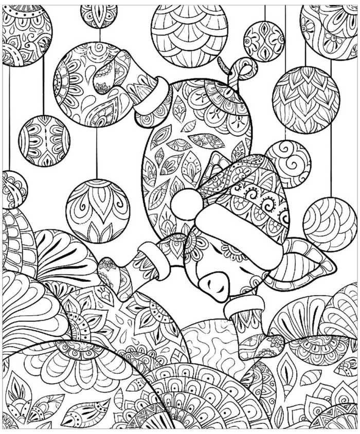 Christmas Piggy Coloring Pages For Adults