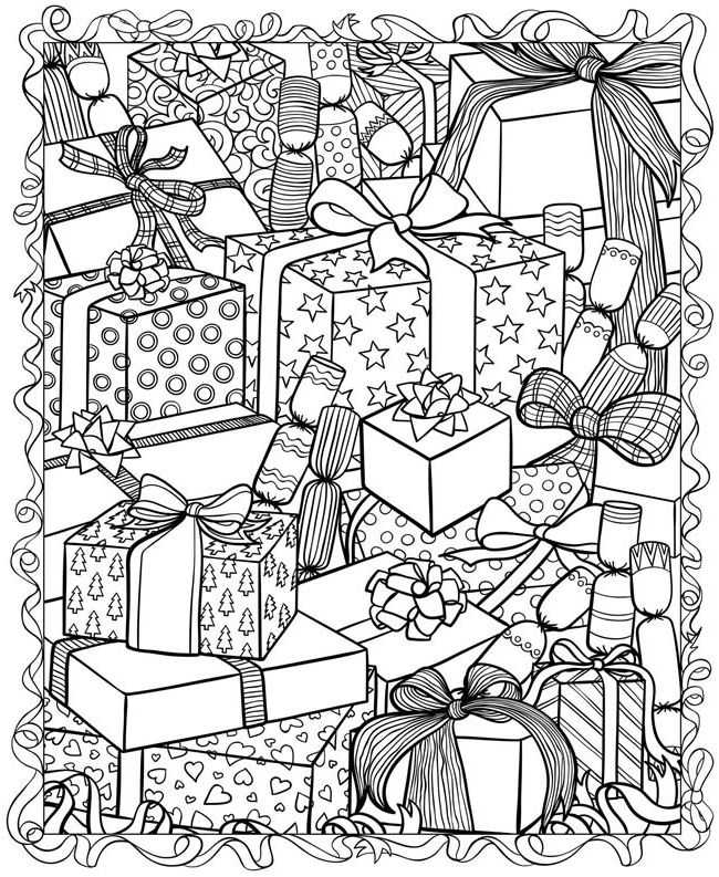 Christmas Presents Coloring Pages For Adults
