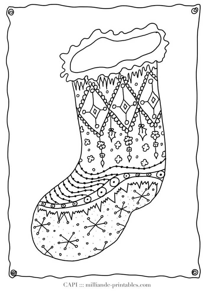 Christmas Stocking Coloring Page For Adults