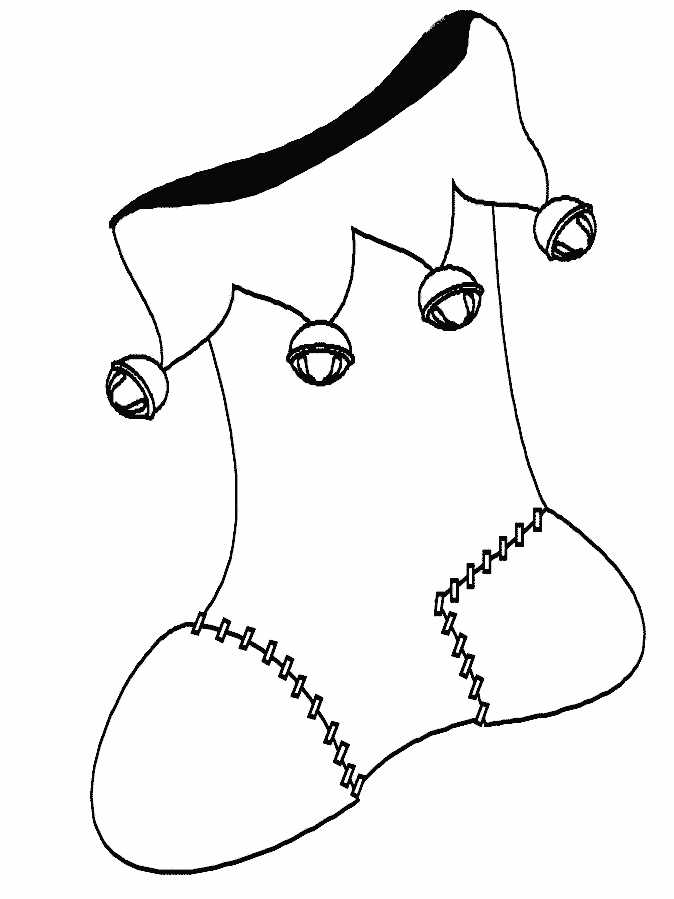 Christmas Stocking With Bells Coloring Page
