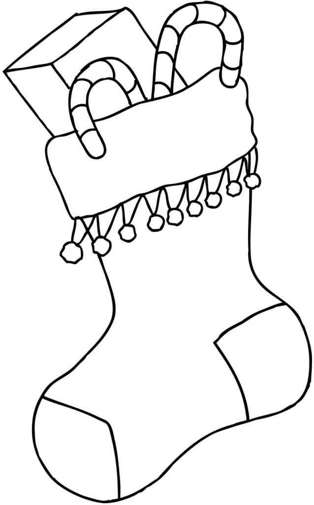 Christmas Stocking With Candy Canes Coloring Page