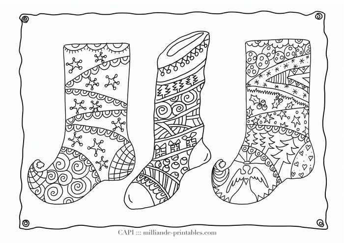 Christmas Stockings Coloring Page For Adults 1