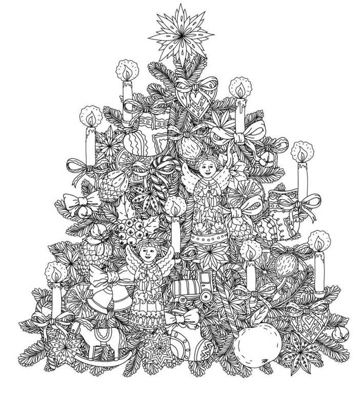 Christmas Tree Coloring Pages For Adults 1