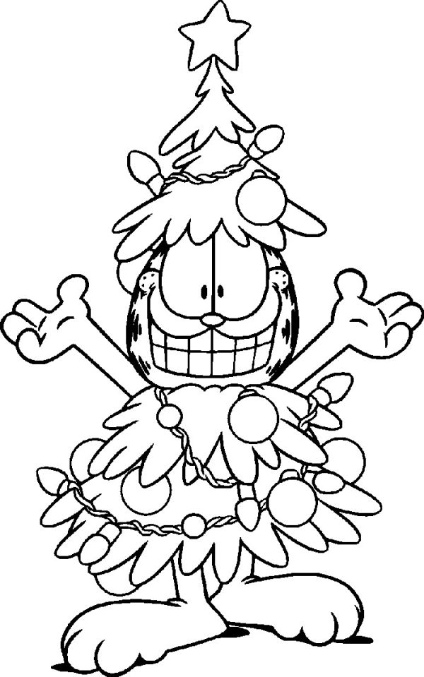 Christmas garfield coloring pages