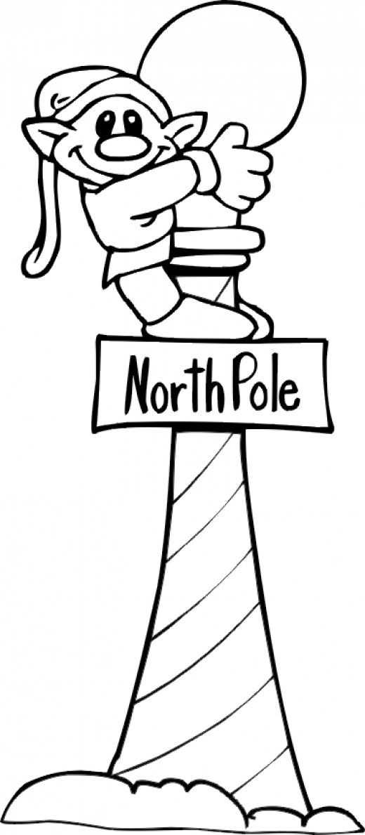 Christmas Elf North Pole Coloring Page