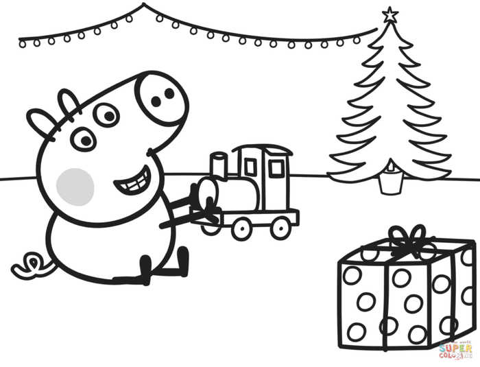 Christmas Peppa Pig Coloring Pictures 1024x782
