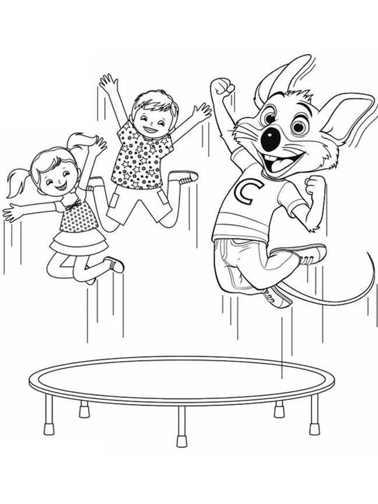 chuck e. cheese trampolining coloring pages