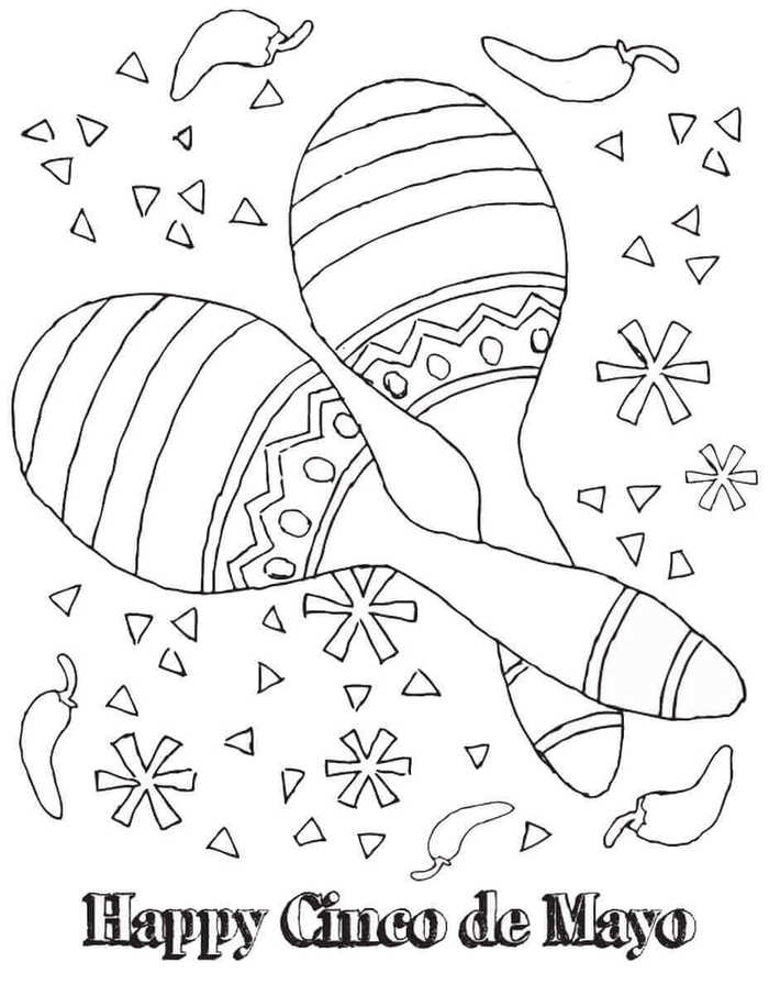 Cinco De Mayo Maracas Coloring Pages