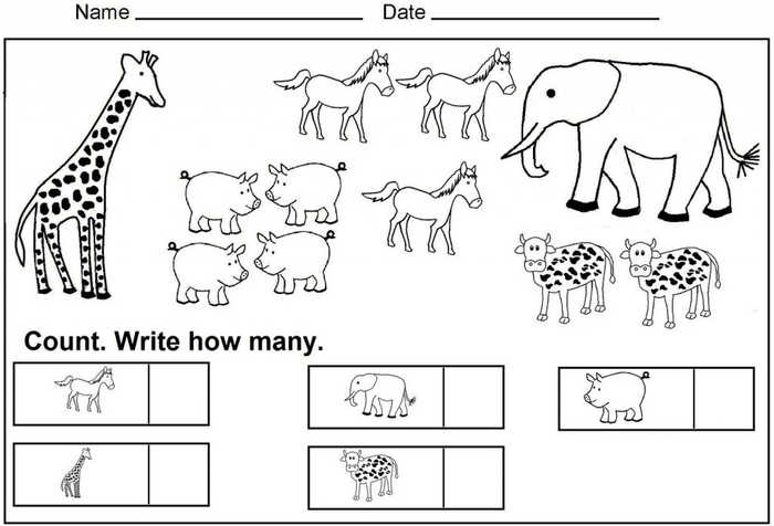 Color And Count Kindergarten Worksheet 1
