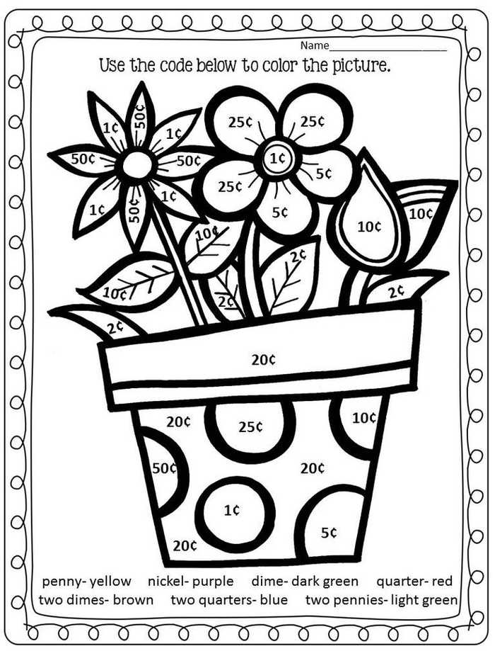 Color By Money Math Coloring Pages