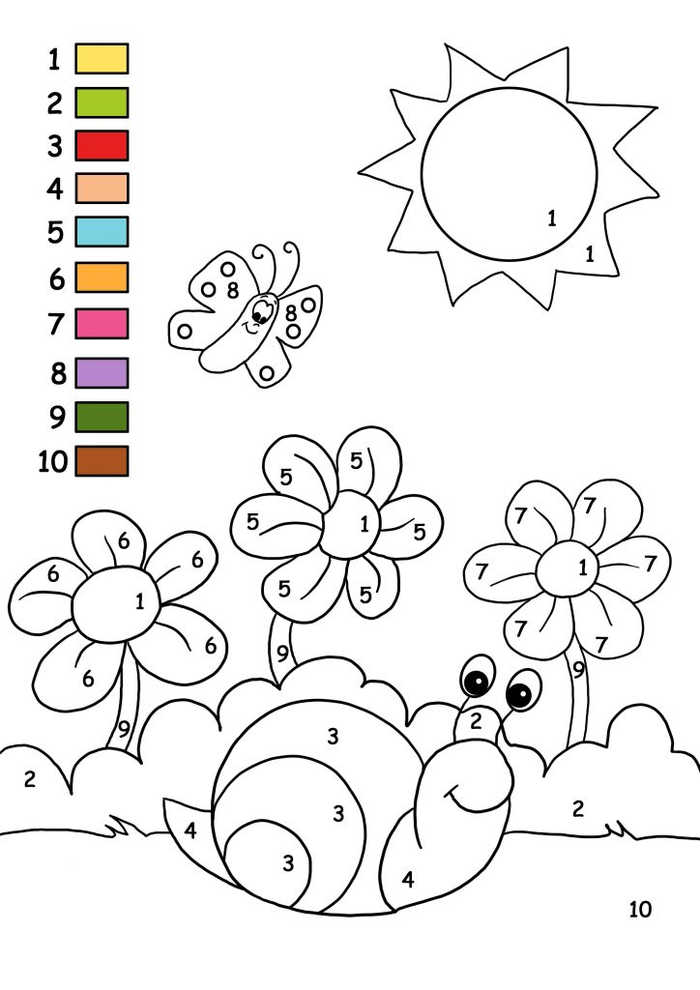Color By Number For Kindergarten Worksheet