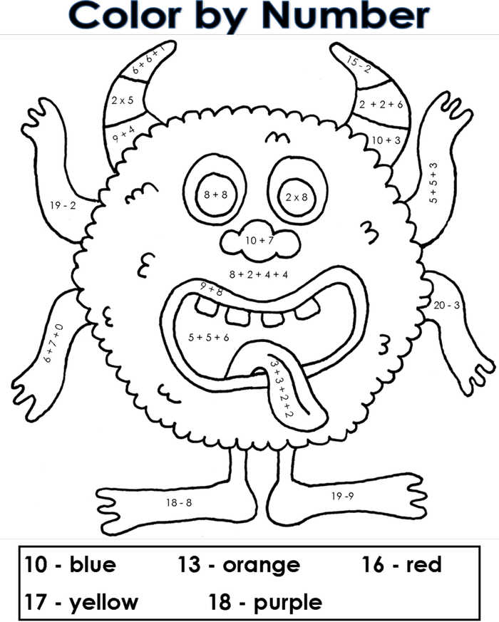 Color By Number Math Coloring Pages