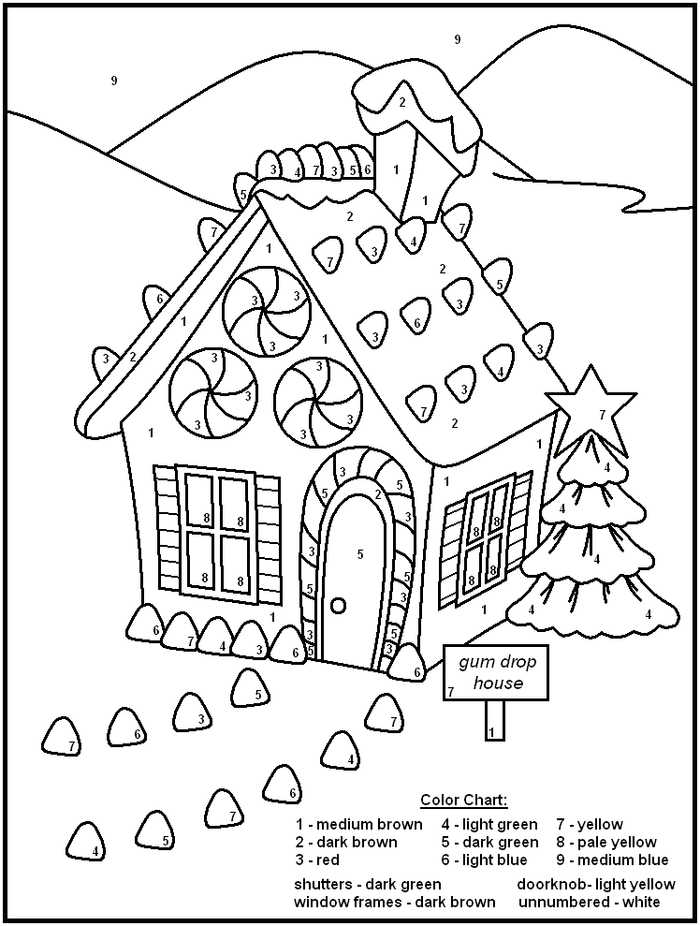 Color By Numbers Gingerbread House