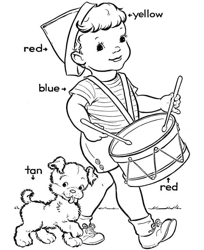 Color Coded Kindergarten Coloring Pages