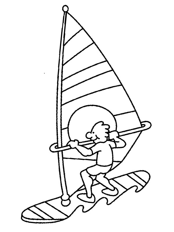 coloring page wind surfing