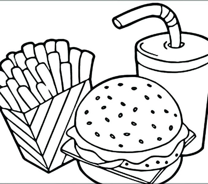 Coloring Pages Hamburger And FriesDrinkPizza