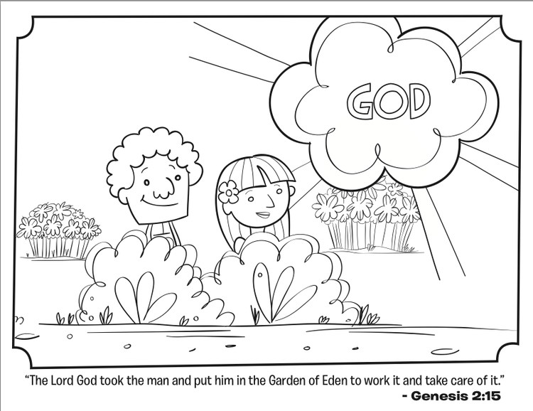 Coloring Pages Of Adam And Eve In The Garden