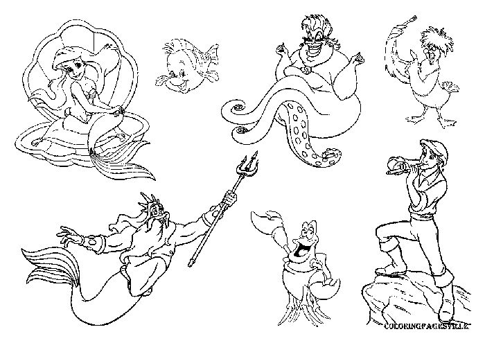 Coloring Pages Of Little Mermaid Characters