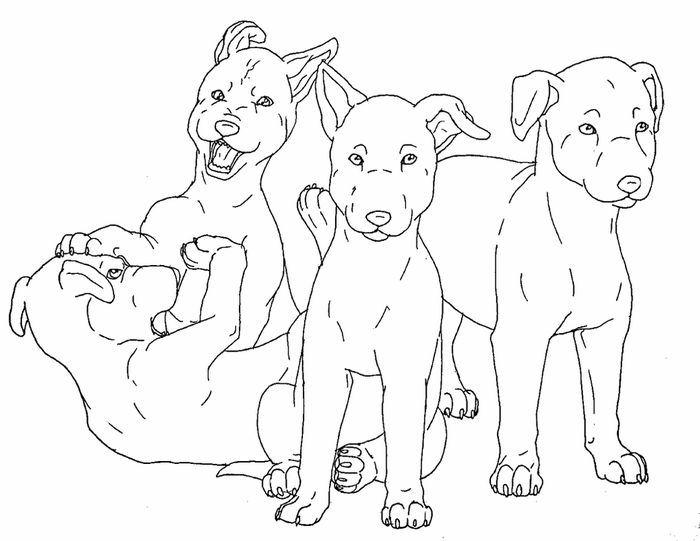 Coloring Pages Of Mom And Baby Pitbull Puppies Realistic