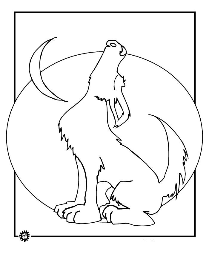 Coloring Pages Of Wolves With Moon
