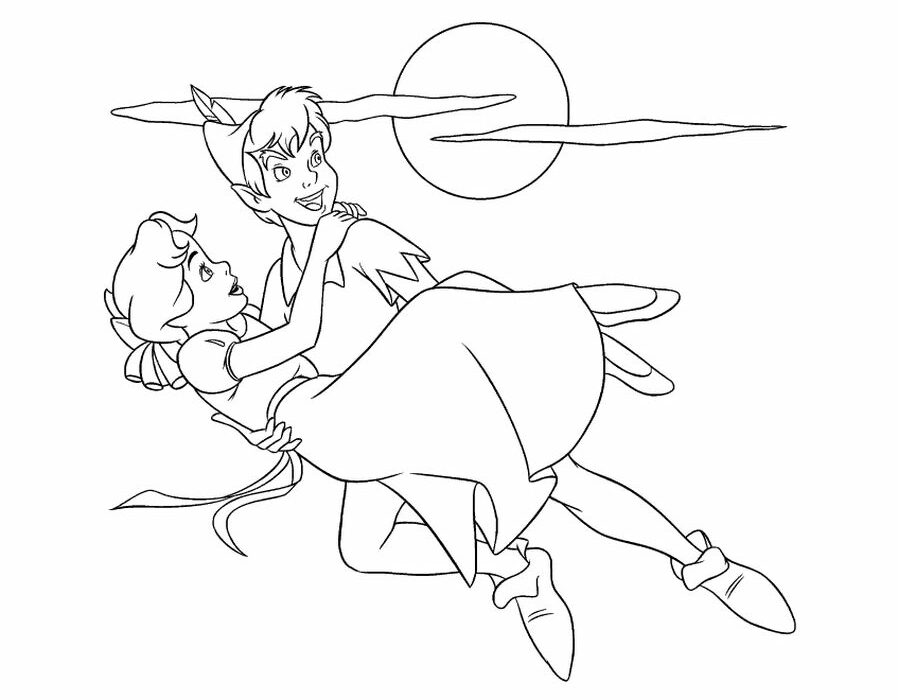 Coloring Pages Peter Pan Flying