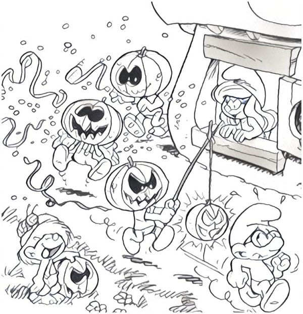 Coloring Pages Smurfs Morning Kids
