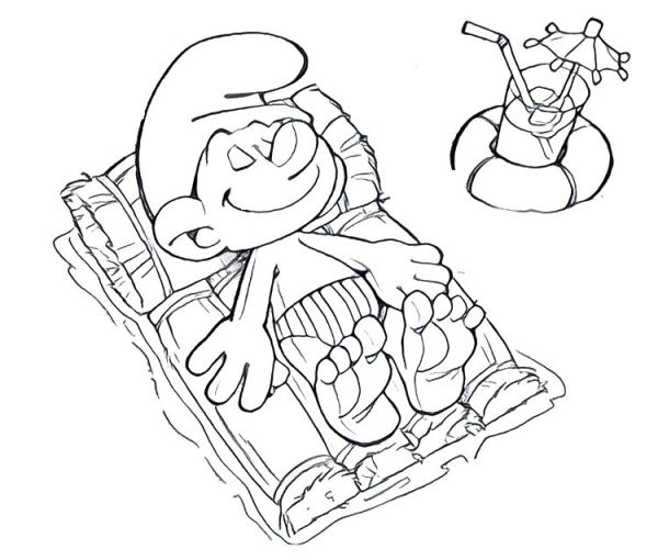 Coloring Pages Smurfs Morning Kids